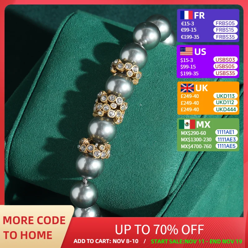 

Vintage Grey Pearl Bracelets for Women Gold Color Beads Rhinestones Wedding Bridal Antique Jewelry Charm Retro Gift New 2025