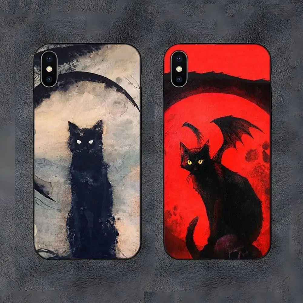 

Dark Funny Monster Cat Phone Case For Samsung S25,S24,S22,S23,S30,Ultra,S20,S30,Plus,S21 Fe,10,9,5G Silicone Cover