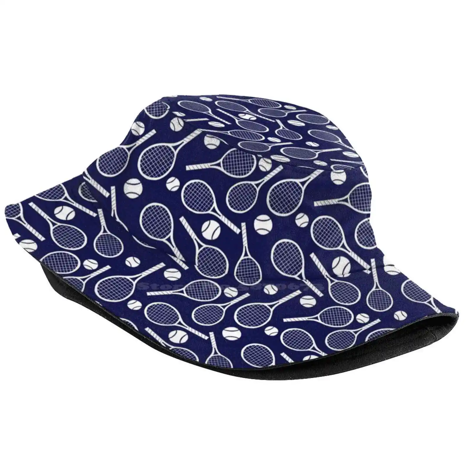 Keep Calm And Play Tennis Sun Cap Fisherman Hat Bucket Hats Tennis Racket Tennis Ball Sports Play Navy