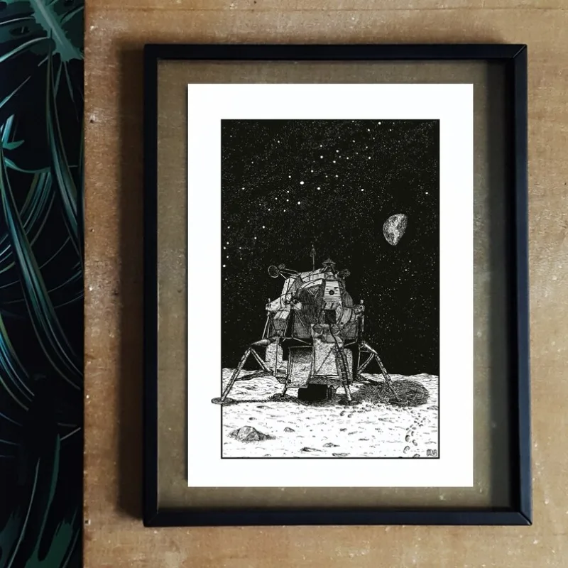 ملصق محطة الفضاء الدولية المركبة الفضائية القمرية لاندر ناسا الفني حائط لوح رسم الفن لغرفة المعيشة ديكور المنزل جدارية #3