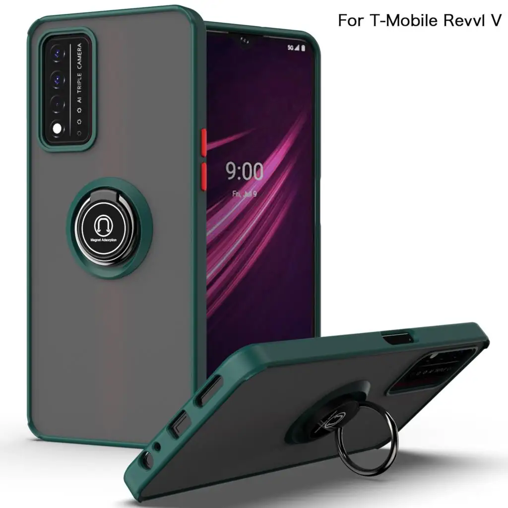 Soft Case for T-Mobile Revvl V+ 5G Magnetic Car Finger Ring Holder Case Cover for T-Mobile Revvl V+ 5G 6.82 Inch