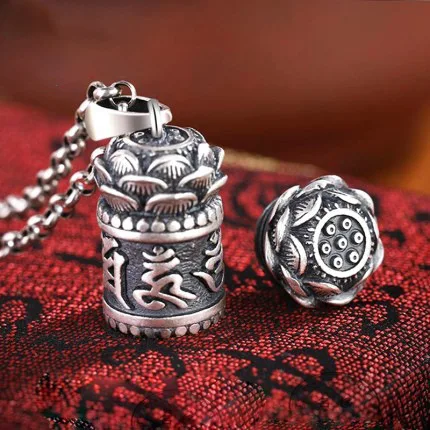 Mini Brass Spoon Jar Accessories Pendants Locket Sanskrit Mantra Embossed Necklace Urn Necklace Charm Memorial Jewelry