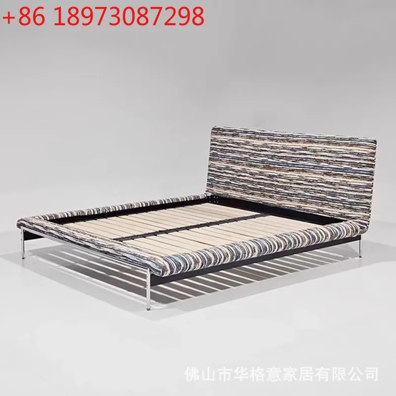 

Fabric bed Casina color double bed Italian minimalist master bedroom queen bed