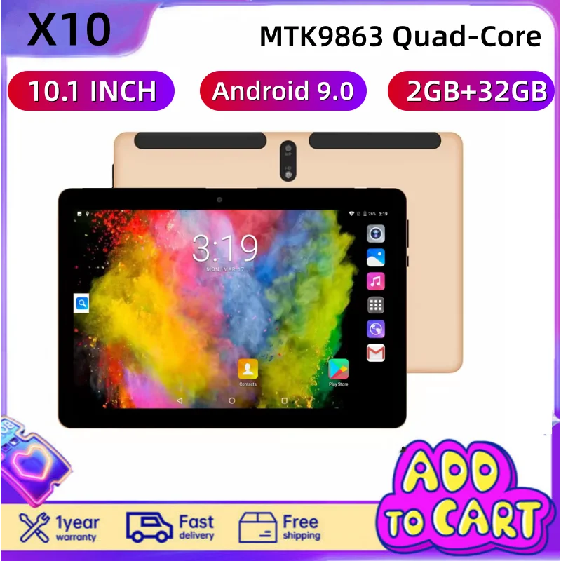 

The Cheapest 10.1" Android 9.0 Tablet MTK9863 Quad-Core 2GB RAM 32GB ROM 1280*800 IPS Dual Camera 5000mAh WIFI Bluetooth 4.0