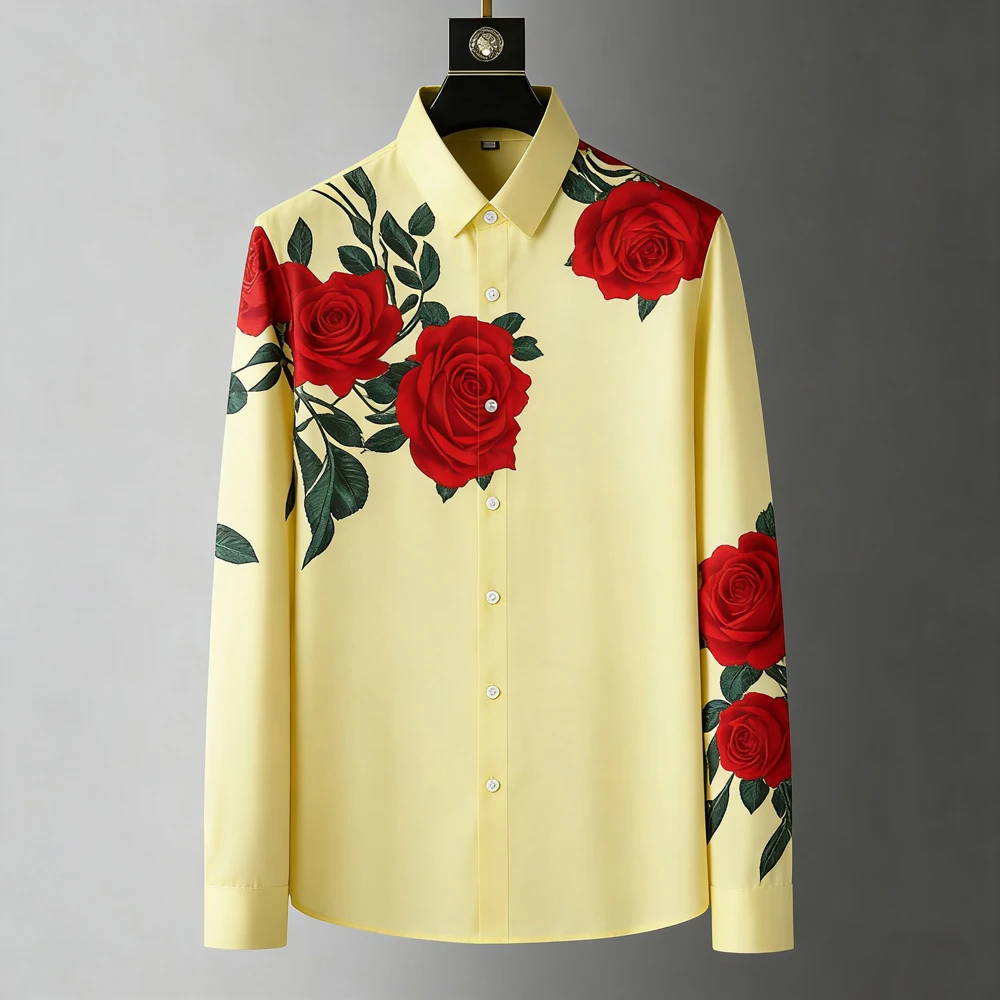 

Men's Natural Plant Flowers 3D Printed Shirt Long Sleeve Lapel Button Hawaiian Beach Shirt Outdoor Party Men's Clothes For You