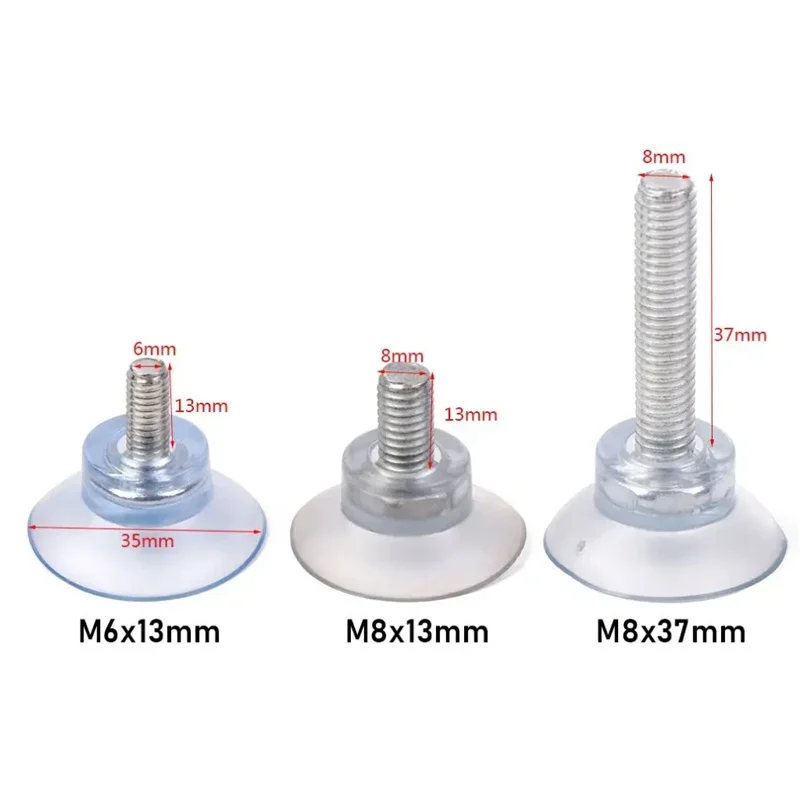 M6/M8 Screw Transparent PVC Suction Cup Suckers Turn Nut Glass Table Tops Storage Tool Hooks Door Wall Hook Dia 33mm-54mm