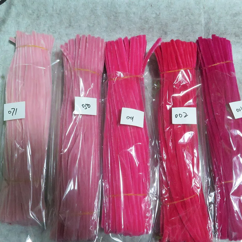 0.6x30cm Felt Chenille Stick Stem thick wholesale 500/1500pcs Pipe Cleaner F DIY Handcraft flowers Creative Pink Rose poeny