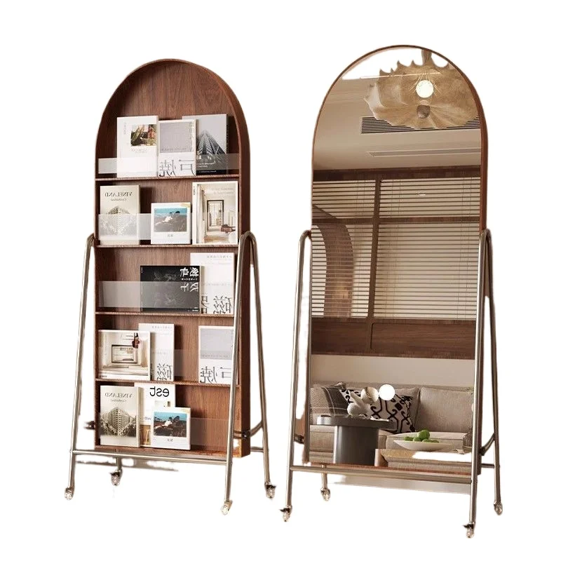 Living room storage magazine rack, home full-length mirror, American retro, full-length mirror, removable