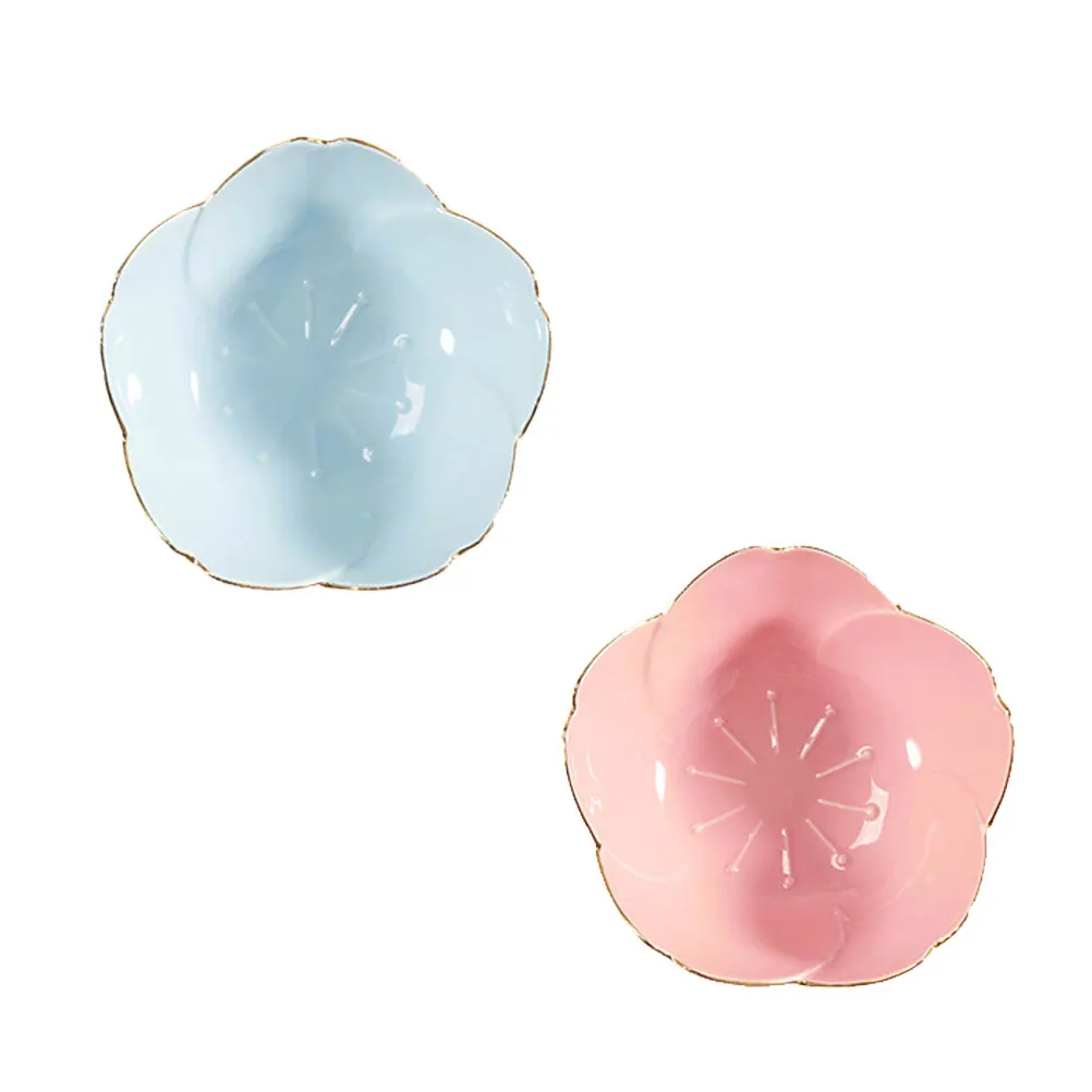 

2Pcs Cherry Blossom Porcelain Sauce Dish Seasoning Bowl for Condiments Dipping Mini Relish Plate Tableware Side Dish Random