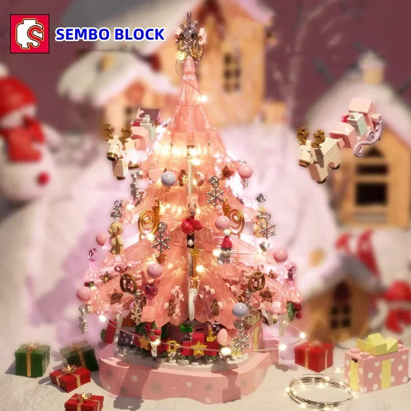

SEMBO Рождественская елка, строительные блоки, сборная детская игрушка, подарок Kawaii, праздничное украшение, модель на день рождения