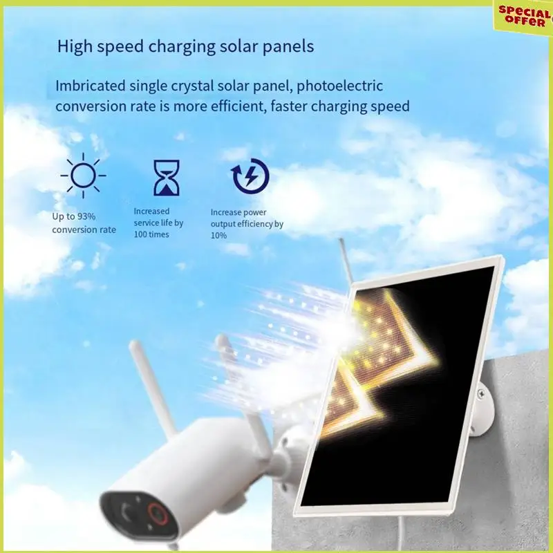 A34R New 10W 5V Monocrystalline Solar Panel DC+Type-C For Low Power Camera/Ring Camera/Stand-Up Camera