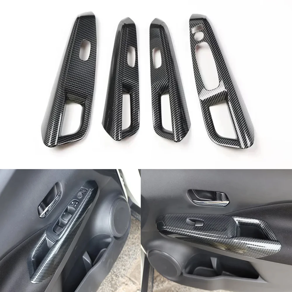 

4pcs/set Car Door Armrest Window Lift Switch Cover ABS Stickers For Nissan Kicks 2017-2021 Left Hand Drive Interior Styling Trim