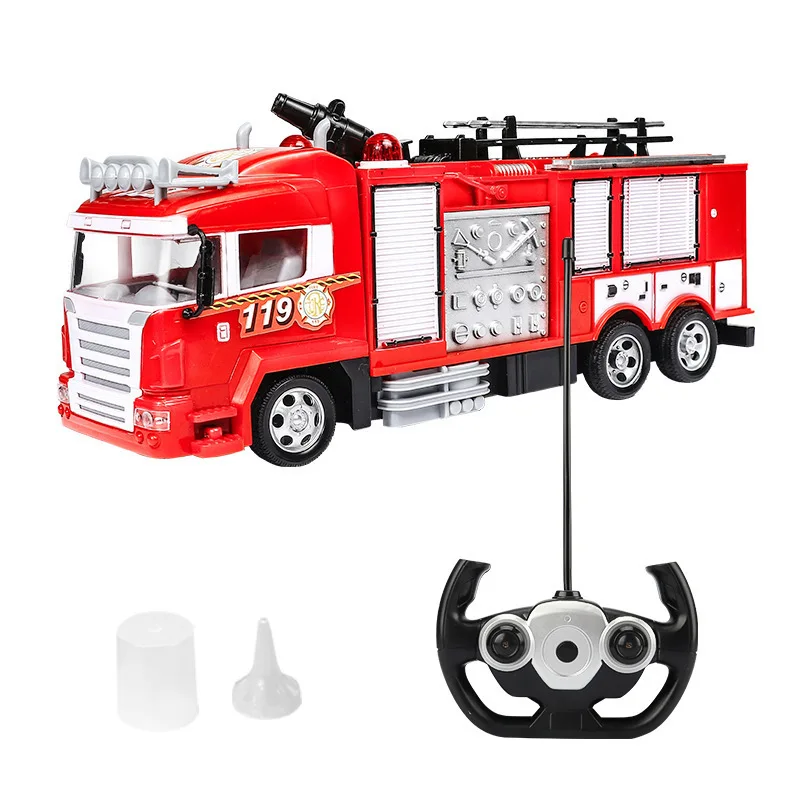 Large Size Fall Resistant Electric Remote Control Fire Truck Toy Set Children Simulation Sprinkler Engineering Car Boy Toy Gift