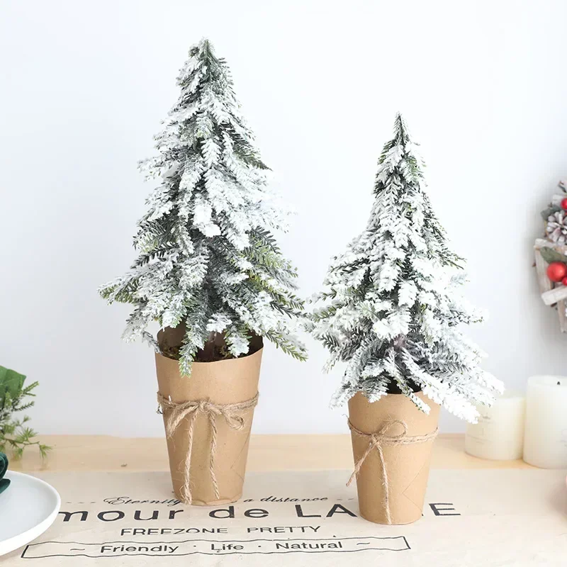 

Artificial Mini Christmas Tabletop Tree Flocked Snow Fir Xmas PE Pine Tree for Christmas Decor Party Home Table Craft Ornament