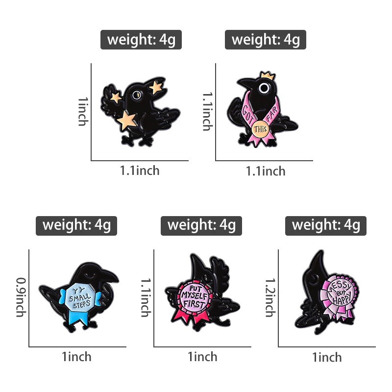 Messy But Happy Enamel Pin Crows Wearing Medals Brooches Crows Collect Gems Lapel Backpack Badge Jewelry Accessory Gift For Kid