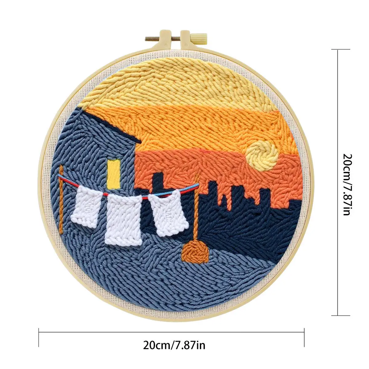 20X20CM/7,87 Zoll Sunset Punch Needle Stickerei-Set, Stickerei-Kit, Gestrickte Stickerei, DIY Handgemachtes Geschenk, Nadelkunst – Detail 3