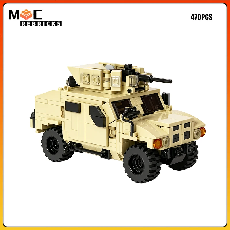 MOC Military US 4x4 Light Armored Tactical Vehicle Army Off-Road Utility Car DIY Construction Building Blocks Bricks Toy Gift