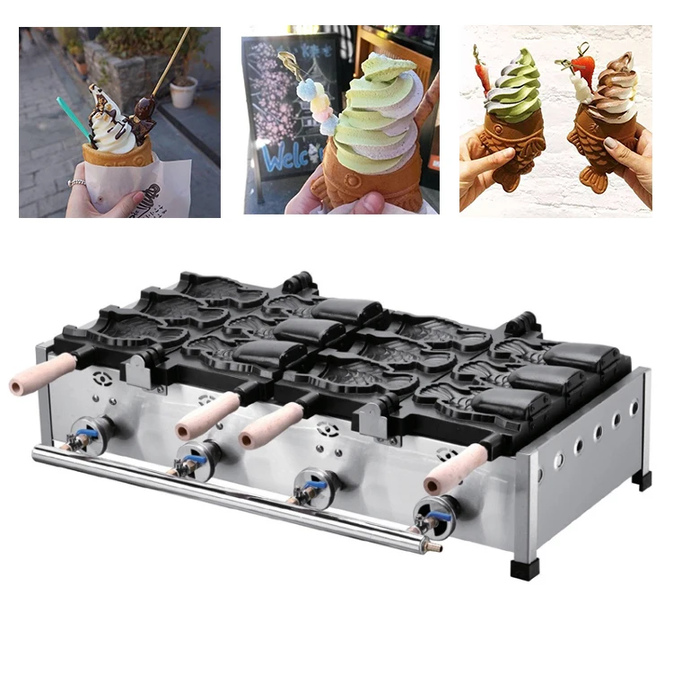 Factory Gas Taiyaki Waffle Cake Fish Shape Waffle Making Machine Fish Waffle Maker