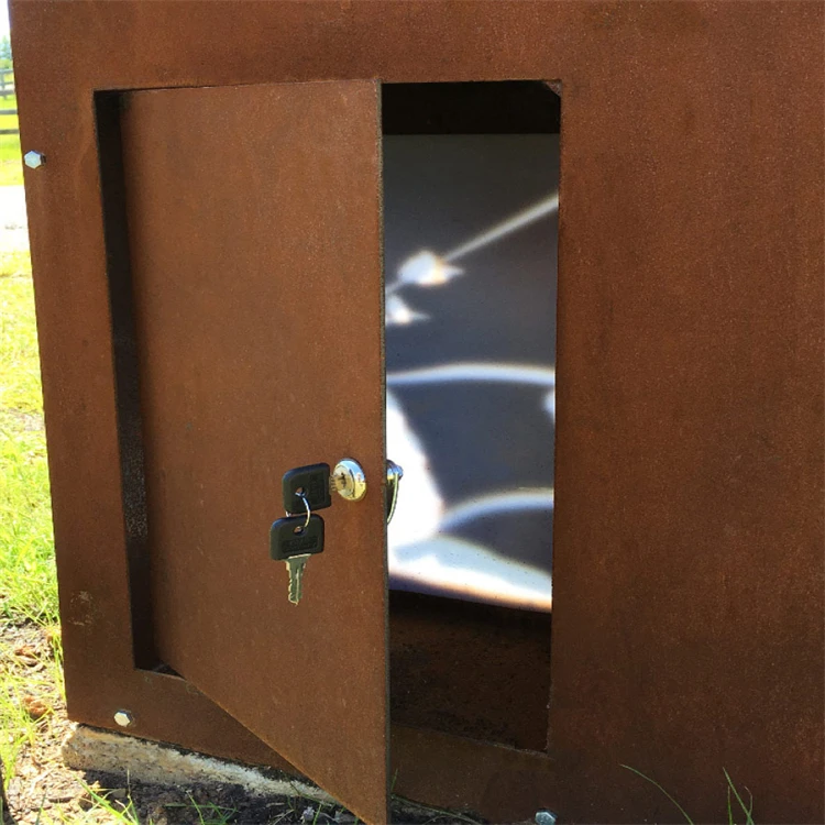 Free standing corten steel modern metal mailbox with intercom