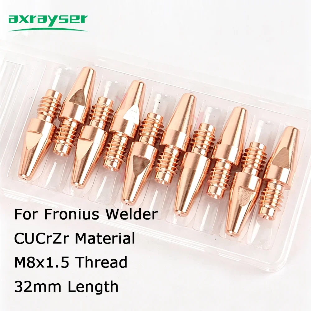 10/20 Pcs MIG MAG GMAW Contact Tips M8x1.5 Thread M8x32mm Standard Tips Silver Plated Contact Tips for Fronius MAG MIG GMAW Weld