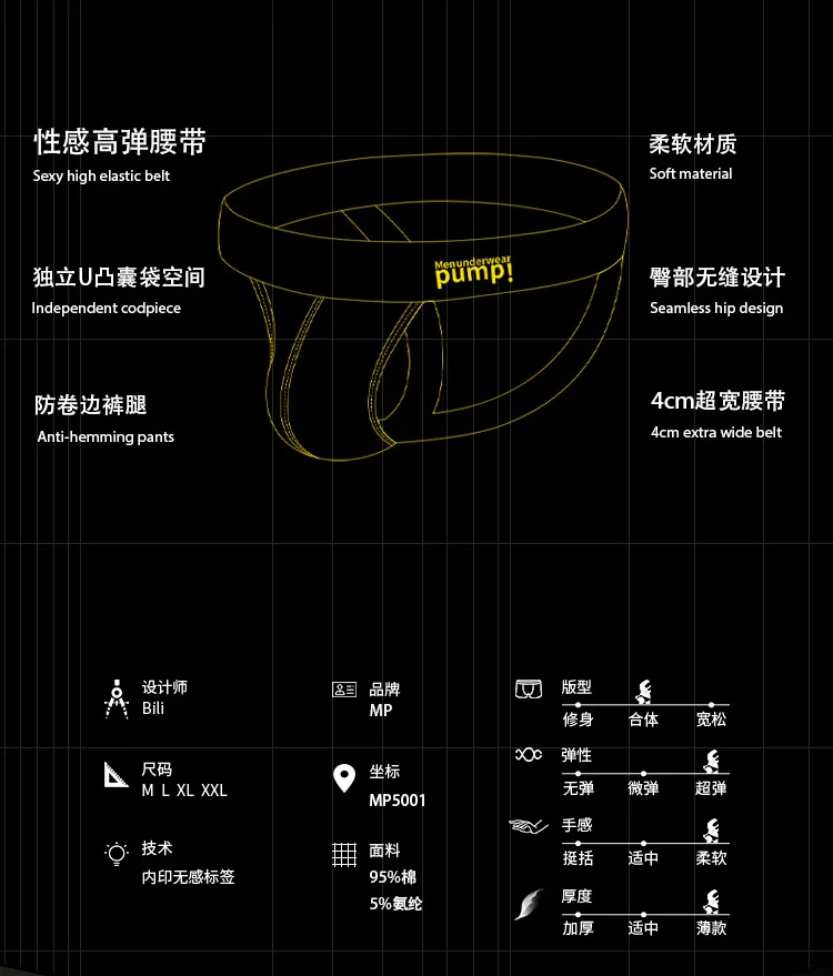 Men Underwear C-String G-String Man Thong Backless Open Low Rise Cotton Black White Double Strap Sexy Pump MP5001 - view 6
