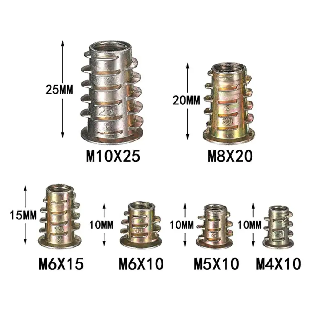 100x mur sisip-M10 soket Hex mur sekrup antiselip pas perangkat keras kayu