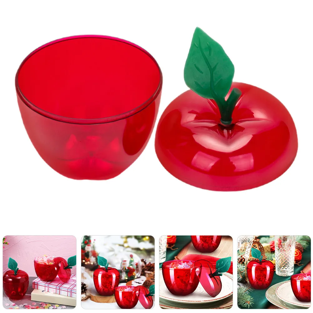Shatterproof Red Apple Plastic Candy Jar – 2pcs Party Favor, Classroom Decor & Holiday Treat Container