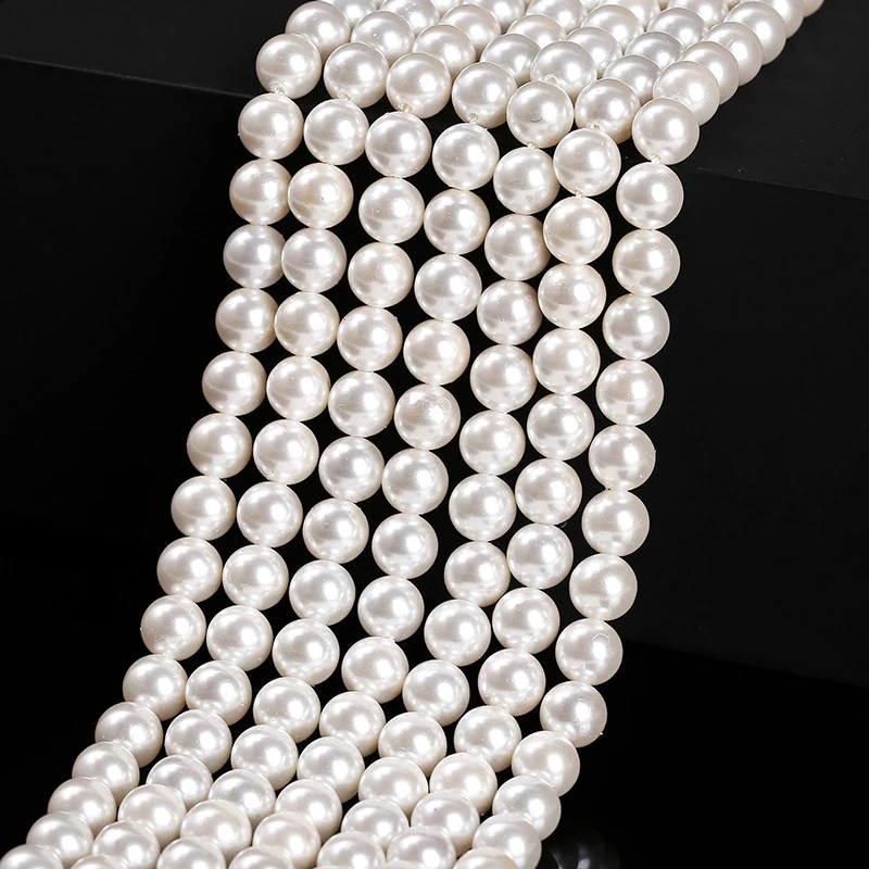 7A White Shell Imitaton Pearl Bead Round Loose Spacer 4 6 8 10mm For Jewelry Making Diy Necklace Bracelet Earrings Accessory 15