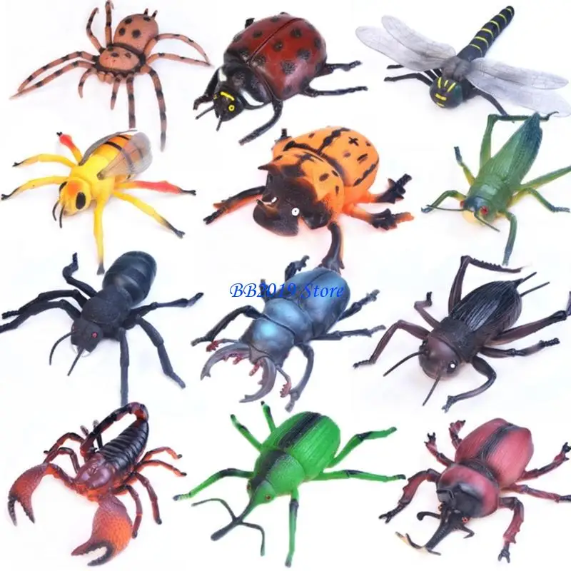 Q0KB แมลงที่สมจริงตัวเลขสำหรับการสอนสัตว์ Anatomy ห้องเรียนสาธิตของเล่น