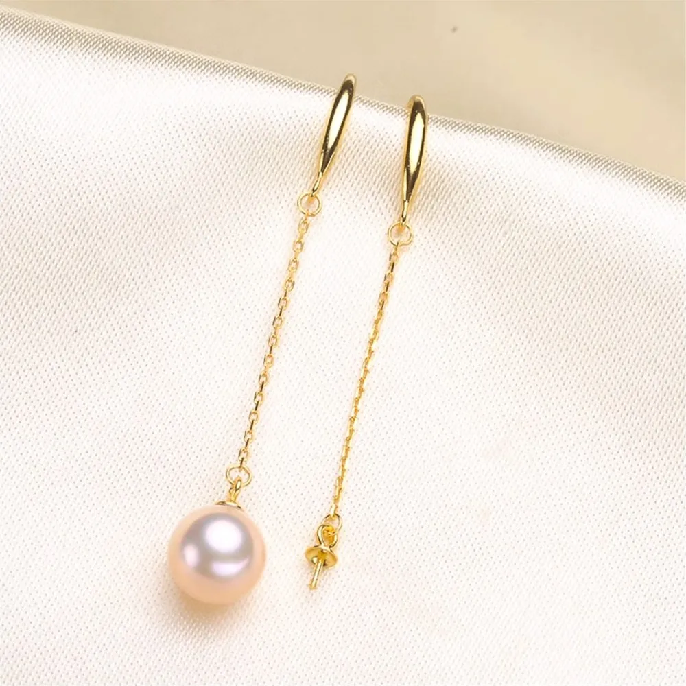 DIY Pearl Accessories S925 Silver Pearl Jade Stud Earrings Empty Tray Classic Fit 8-10mm Round Oval Beads E230