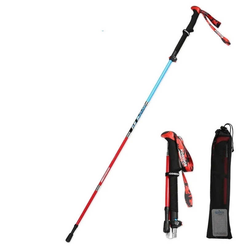 

New style outdoors Carbon fibre Climbing stick Section 5 Folding outside lock Portable Walking stick