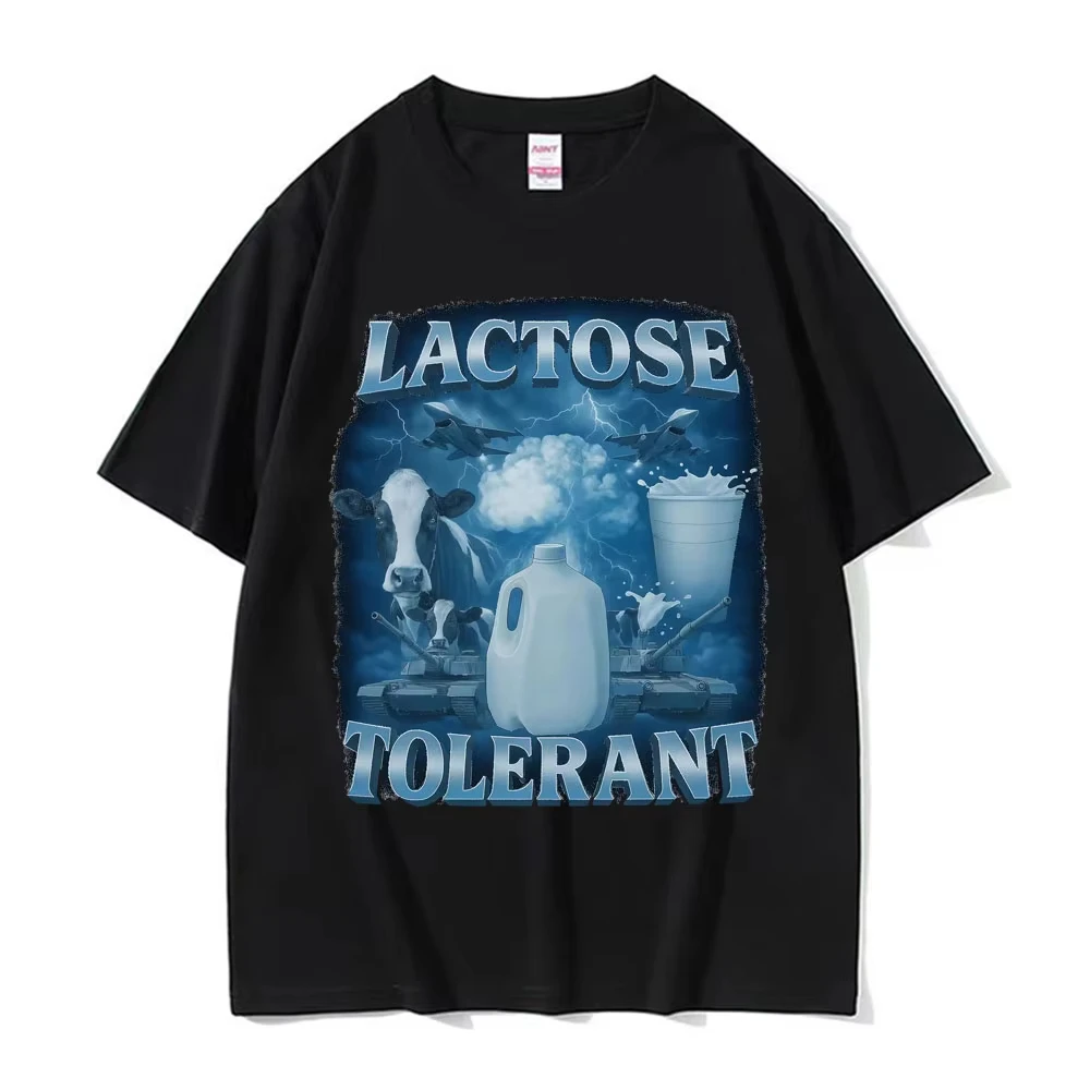 Lactose Tolerant Vintage Milk 90s Funny Graphic T-Shirt for Men Women High Quality Harajuku T-shirts Comfort Oversized Tee Shirt