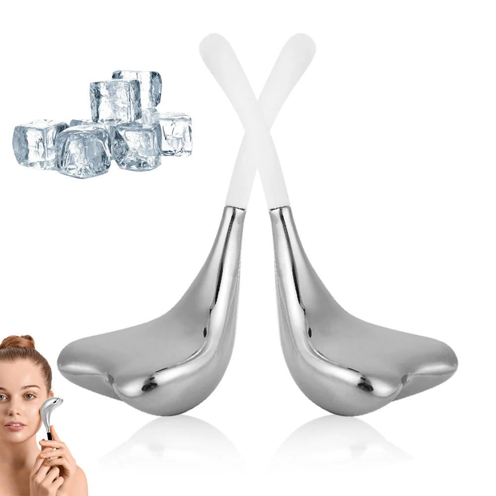 ลูกกลิ้งใบหน้าน้ำแข็ง1/2ชิ้นเครื่องมือยกกระชับสัดส่วนใช้ซ้ำได้ทรงหางปลาน้ำแข็งทรงกลมเครื่องมือดูแลผิวอุปกรณ์นวดหน้า