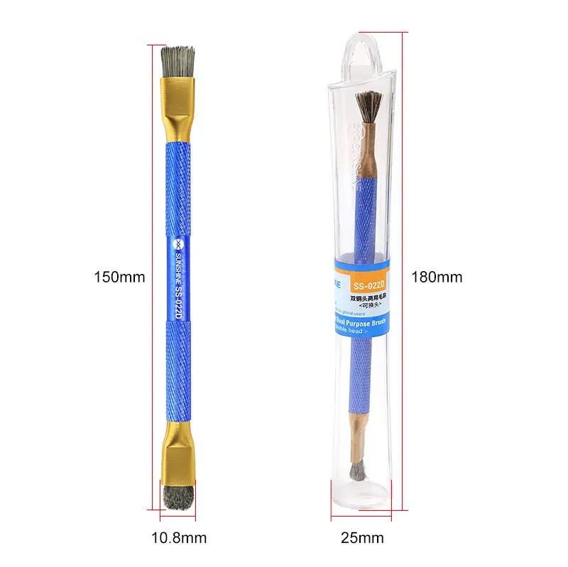 SUNSHINE SS-022D 휴대폰 와이어 브러시 청소 도구, 마더보드 IC 디글루 및 주석 제거, 더블 헤드 구리 브러시 수리