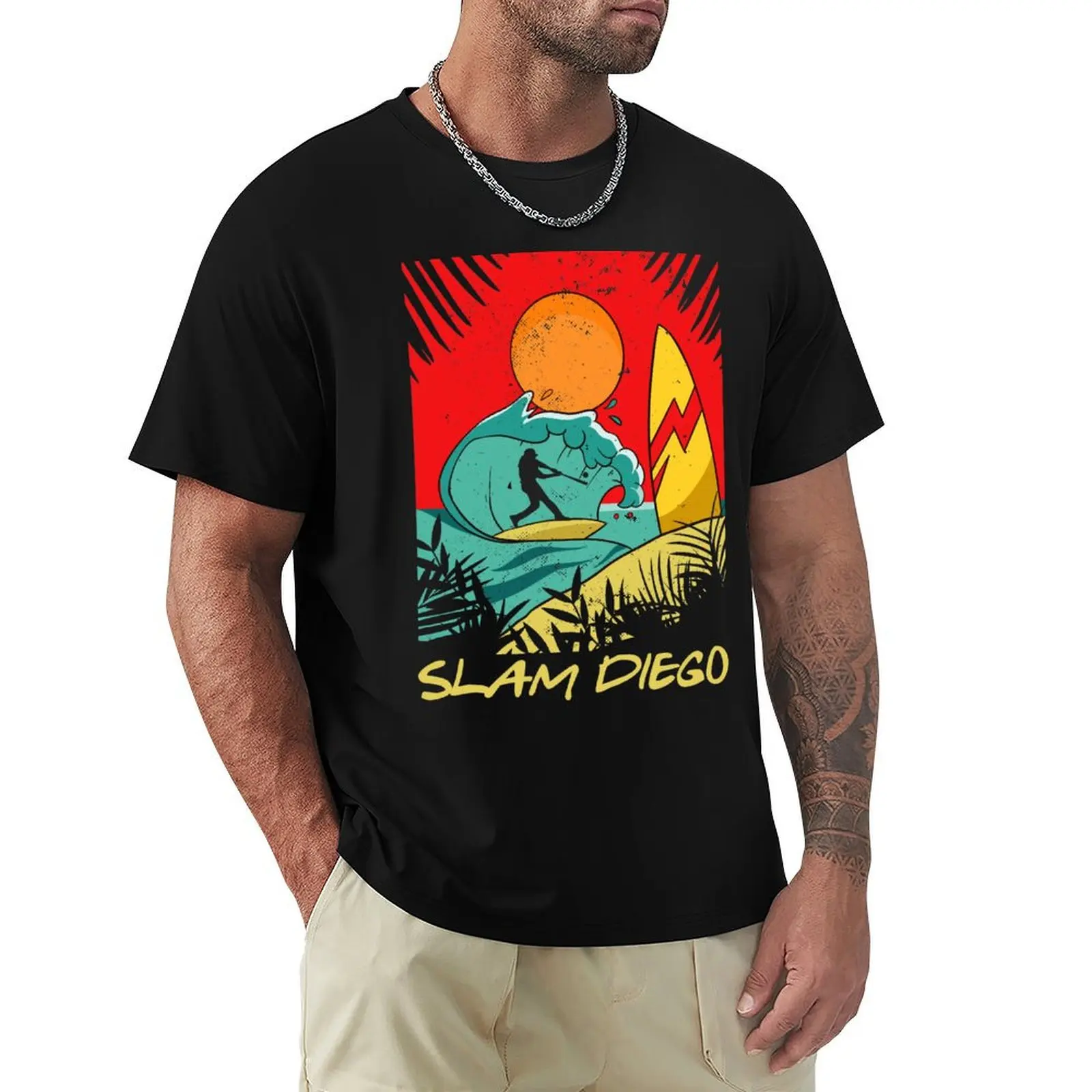 

Slam Diego Sunset Palm Tree San Diego Baseball Grand Slam T-Shirt Quick Dry Light Sports T-Shirt
