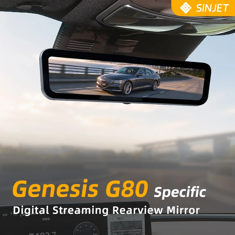 SINJET For Genesis G80 Car Electronics Rearview 9.2Inch Touch Screen Mirror HD Front and Back Dual Camera Night Vision Dash Cam
