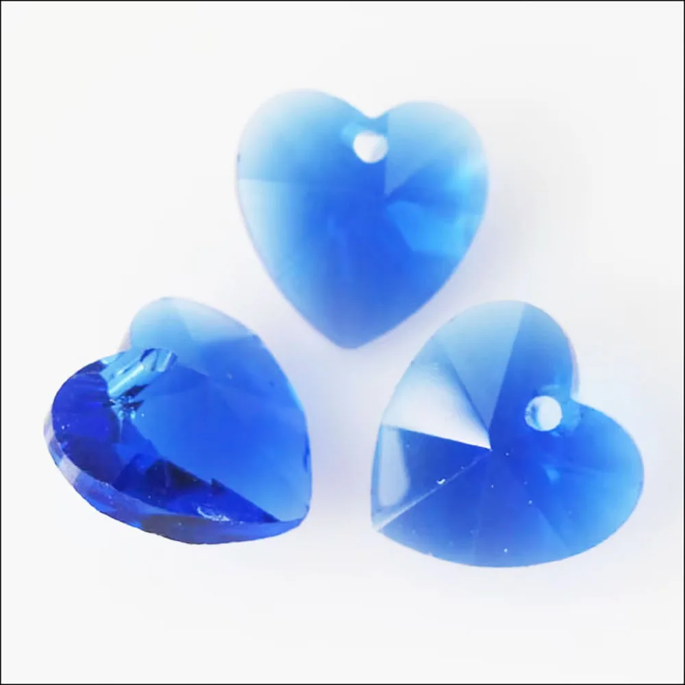 20Pcs Faceted Heart Glass Crystal Rondelle Spacer Beads Charms 10mm