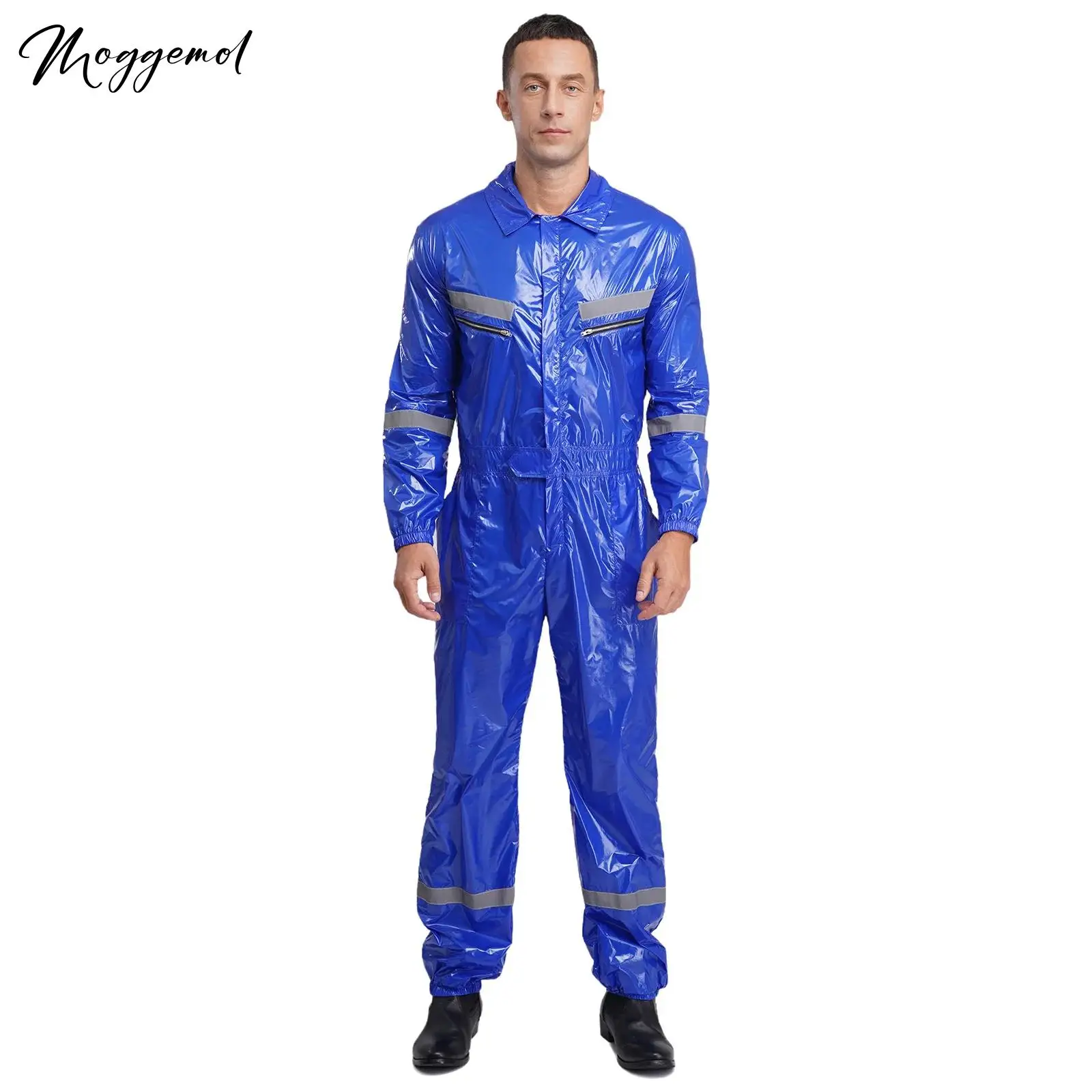 

Mens Waterproof Coverall Lightweight Reflective Coveralls Paint Spray Working Long Sleeve Front Zip Work Jumpsuit Overalls