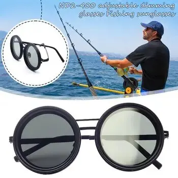 Handmade ND9 adjustable dimming sunglasses Retro Punk round men's outdoor fishing UV400 polarized driving sunglasses