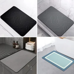 Modern Grey Striped Dish Drying Mat Super Absorbent Kitchen Rug Non Slip Tableware Decor Drain Pad Home Diatom Mud Mats Washable