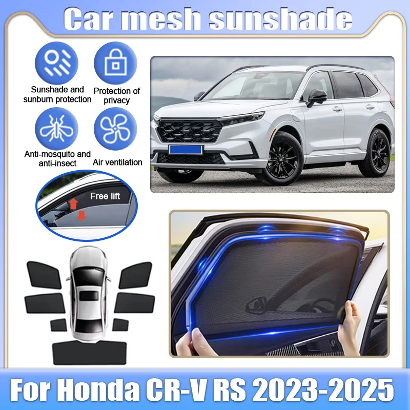 

Car Mesh Sunshade For Honda CR-V CRV RS MK6 2023-2025 Window Magnetics Privacy Curtain Sun Visors Anti Mosquito Auto Accessories