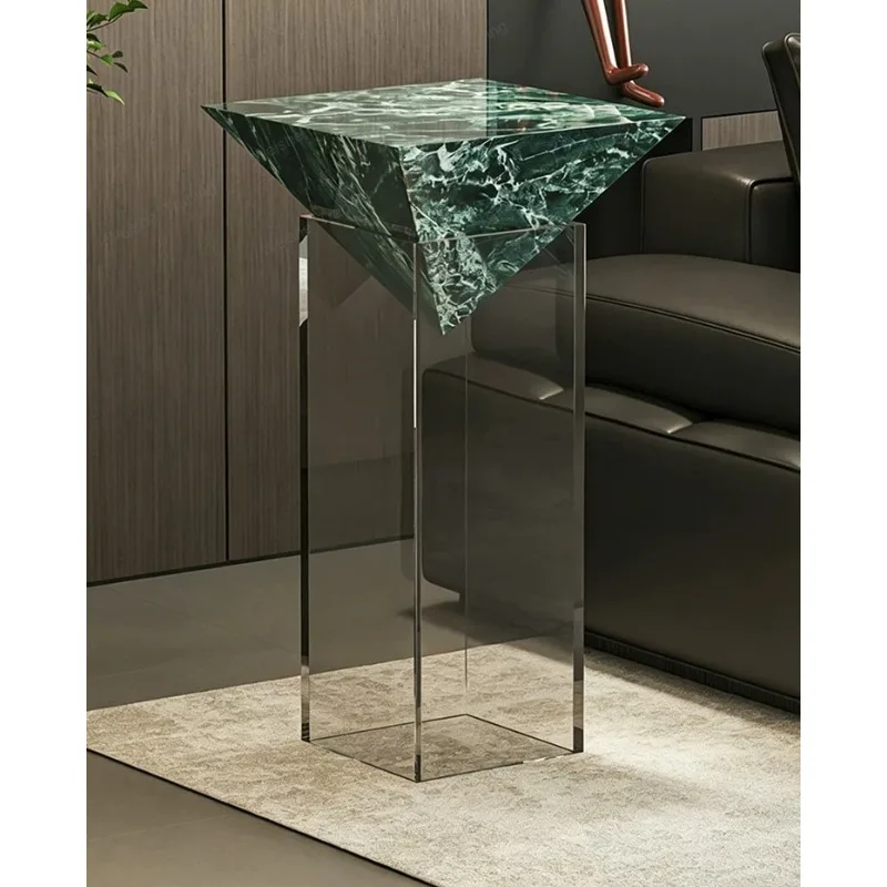 Italian acrylic flower stand, living room floor-to-ceiling high-end rock slab flower stand, high-end floating sofa edge