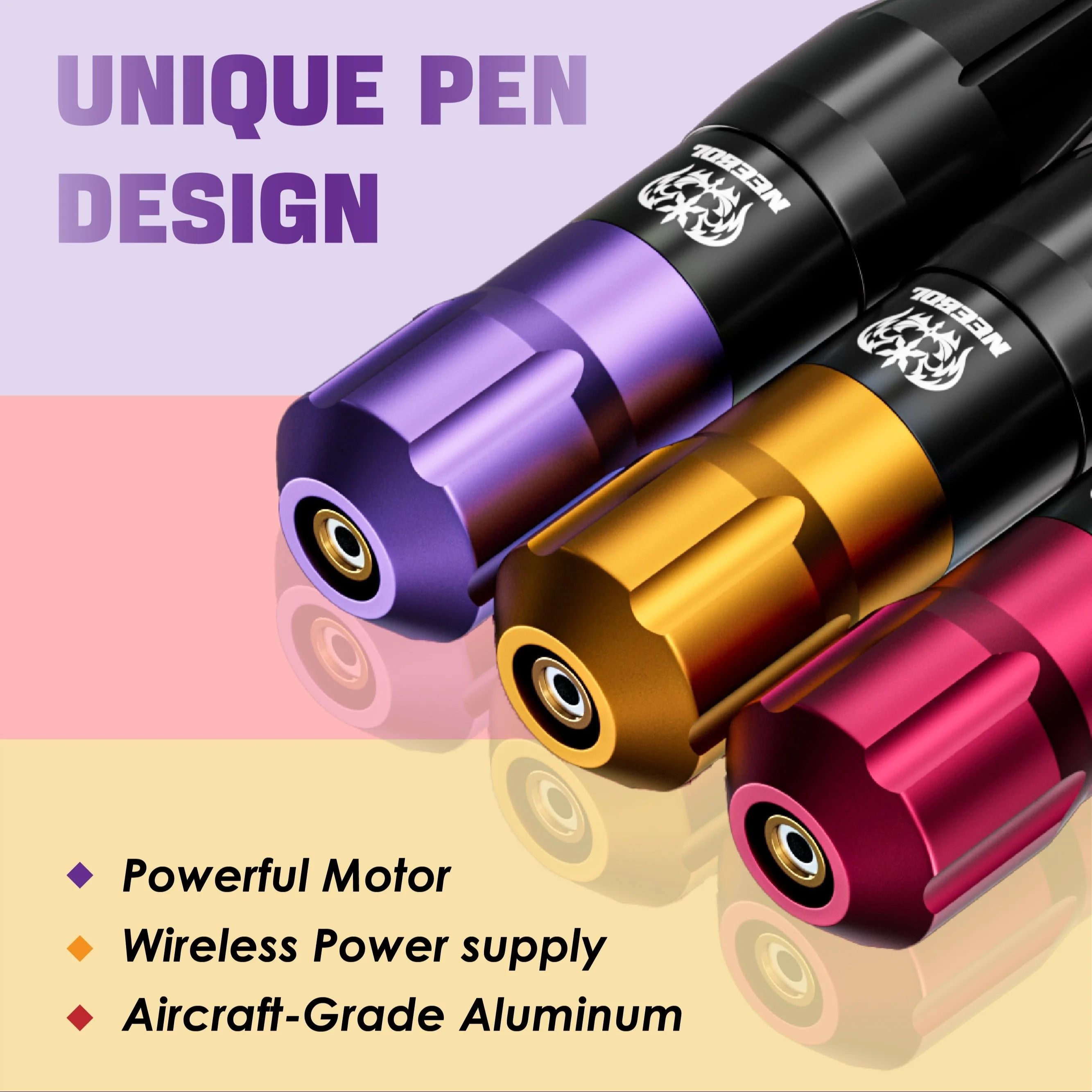 Komplettset Neebol Wireless Tattoo Machine Kit Rotary Tattoo Pen, Tattoo-Patronennadeln, Tinten, 1450 mAh, 2 Akkus