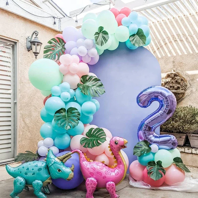 130pcs Large Animals Dinosaur Balloons Set 0-9 Number Balloon Kid Birthday Tropical Jungle Wedding Party Decorations Baby Shower