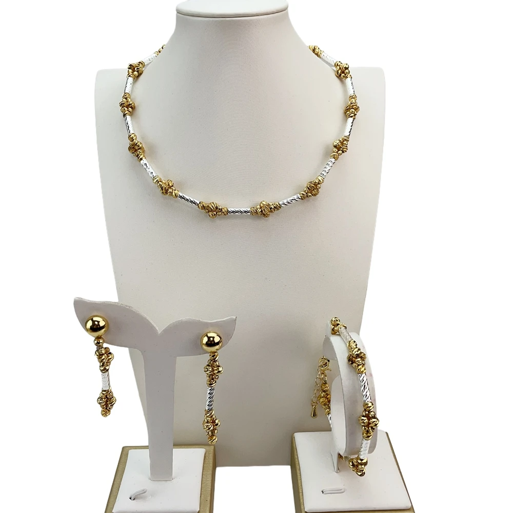 EMMA موضة دبي مطلية بالذهب الخرز القلائد أقراط خواتم مجموعات المجوهرات الجميلة للنساء هدايا مجوهرات الزفاف FHK21385