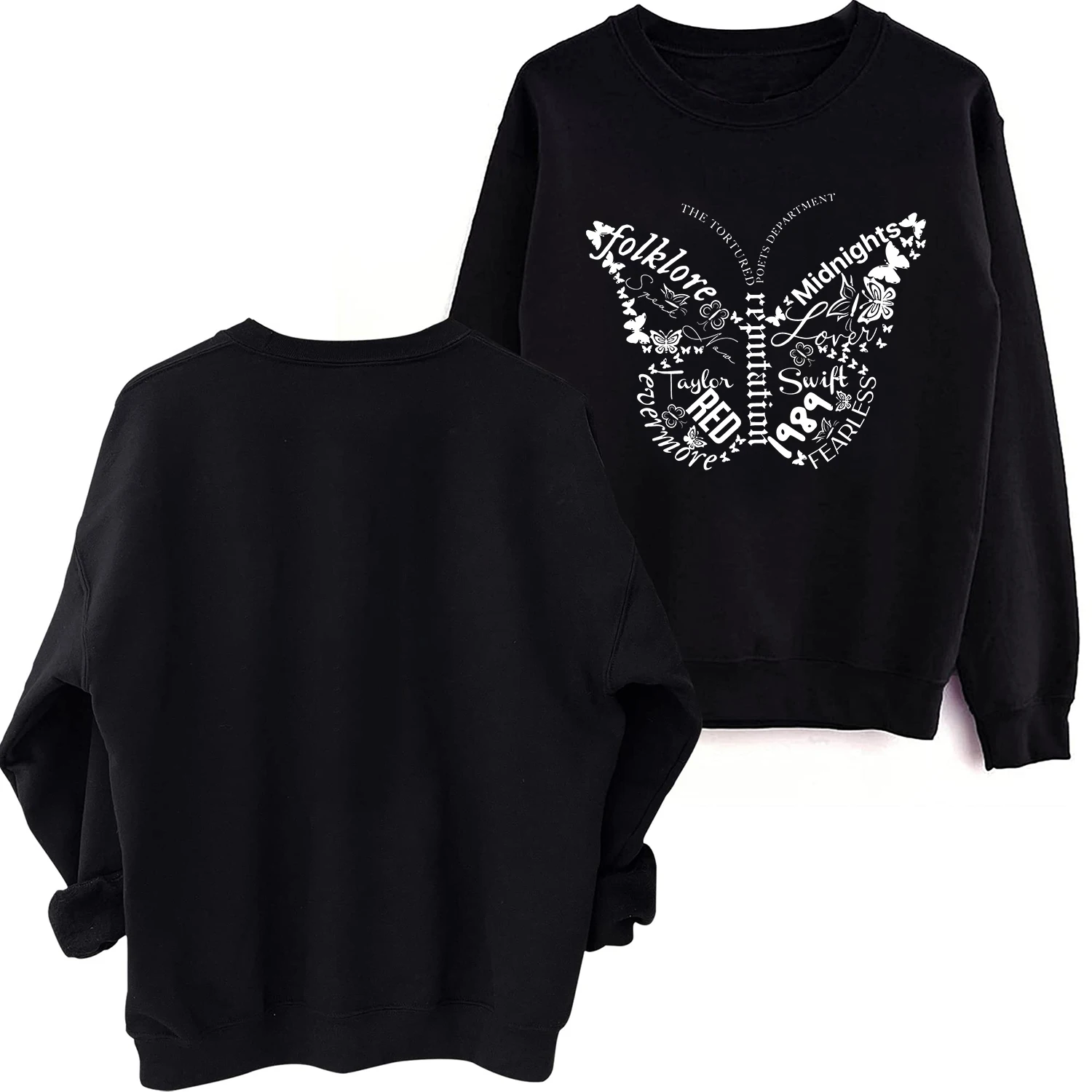 

1989 Butterfly Red Reputation TTPD Sweatshirt Harajuku Round Neck Long Sleeve Oversized Hoodie Fans Gift