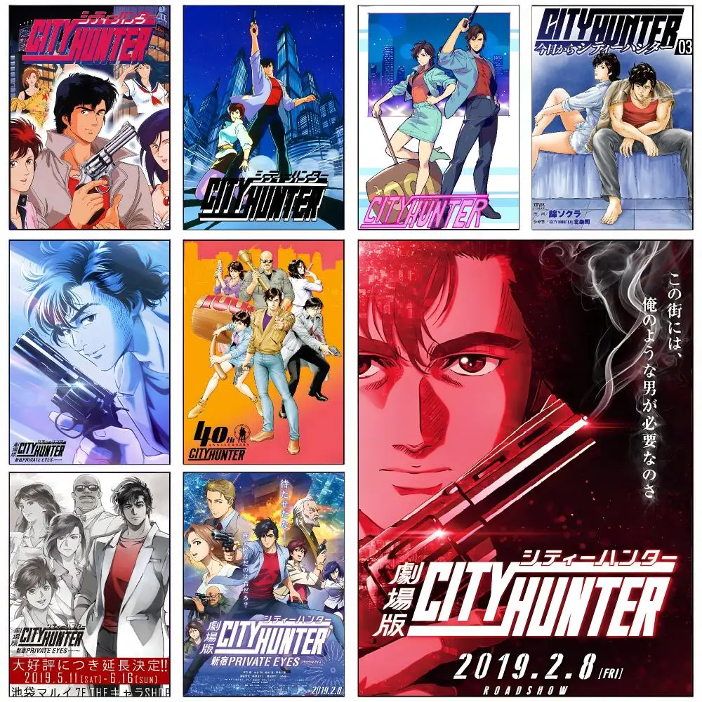 Classic Anime C-City Hunter Poster For Office Bedroom Coffee Home Decor Durable Waterproof Aesthetic Stickers Wall Art HD