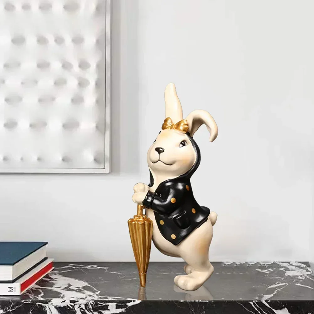 Art Cute Umbrella Rabbit Panda Ornament Modern Light Luxury Creative Home Decoration Living Room TV Cabinet Porch Swing