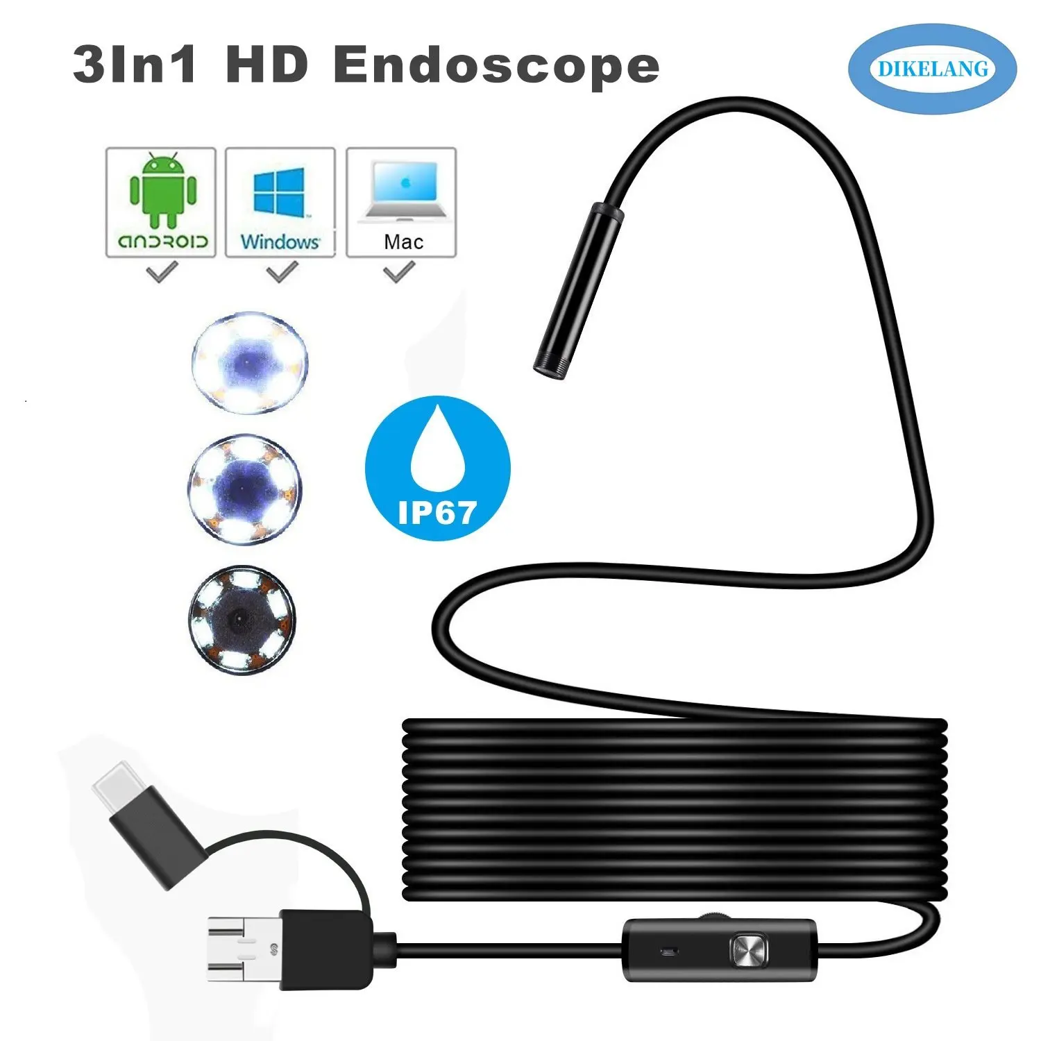 3-In-1 TYPE-C Usb Android Telefoon Endoscoop 5.5Mm 3.5M Waterdichte Borescope