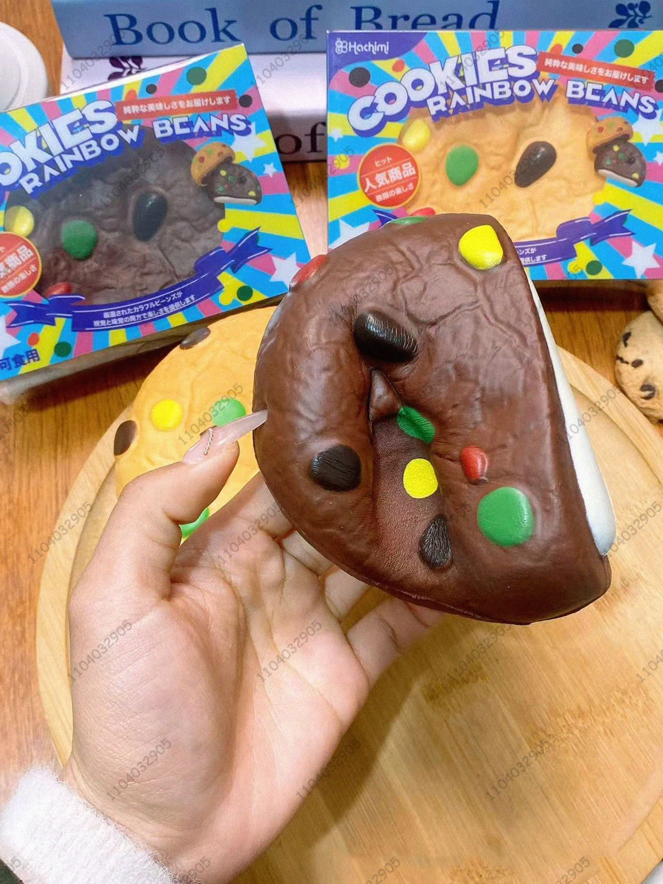 Chocolate Cookie Biscuit Slow Rising Squishy Rainbow Bean Cookie Dough Squeeze Toy Anti Stress Release Hand Relax Gift Toy